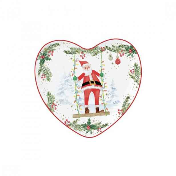 Talíř ve tvaru srdce, porcelán, 20x19 cm, "JOYFUL SANTA" - značka Easy