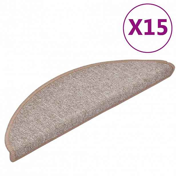vidaXL Rohožky na schody 15 ks 56 x 17 x 3 cm Non-Slip Světle hnědá