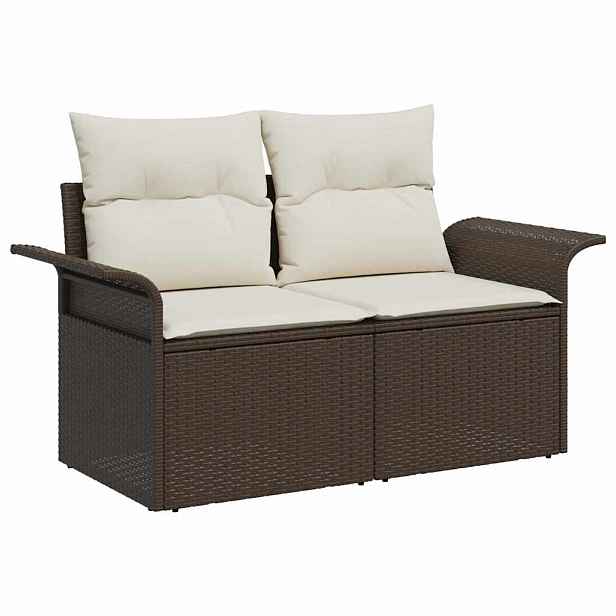 vidaXL Zahradní sofa s polštářem Hnědá 141 x 62 x 69 cm polyratan