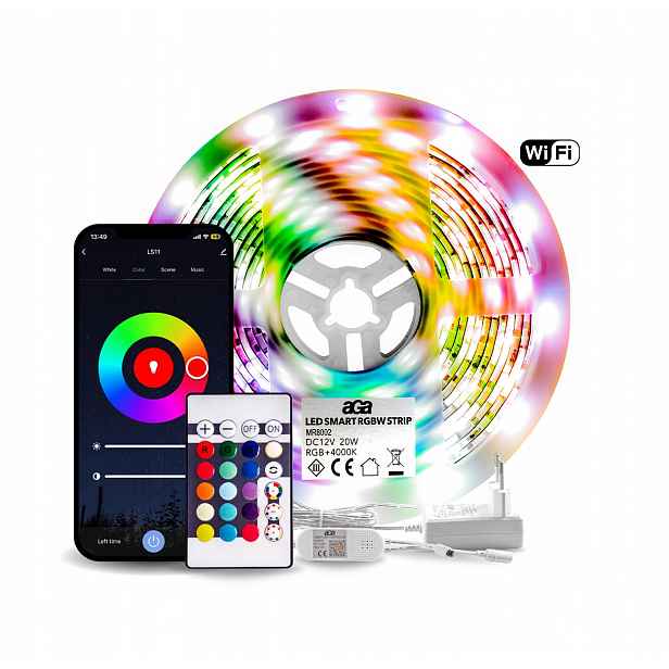 Aga WiFi Rgbw Led pásek 5m ovladač zdroj