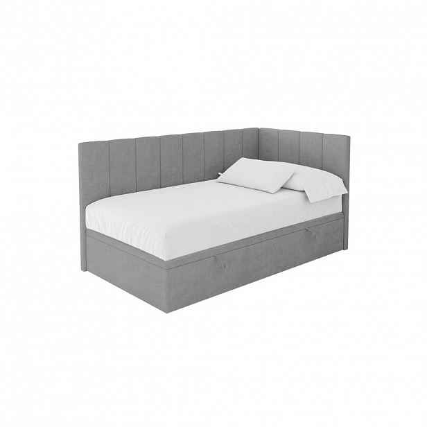 ALTDECOR JEDNOLŮŽKOVÁ POSTEL pro mládež s úložným prostorem vlevo, bez matrace - LOVY 80x200 šedá