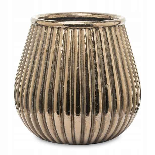 Květináč Hnědý Zlatý 24x23 cm Obal Na Květináč Zestárlý