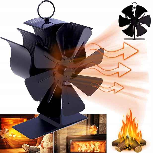 Magnetický Krbový Ventilátor 6 Lopatek, Ventilátor Pro Kamna, Hliník