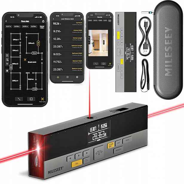 Oboustranný Digitální Dálkoměr Měřič Vzdálenosti 120 m Bt iOS Android