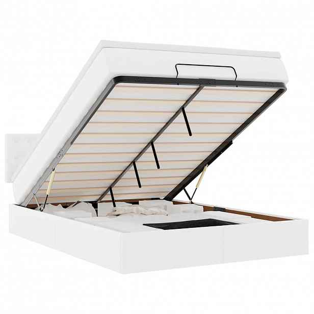 vidaXL Osmanský rám postele s matrací bílý 140x190cm umělá kůže