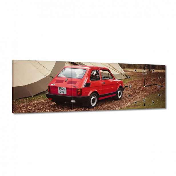 Hodiny 90x30 Červený malý Fiat 126p