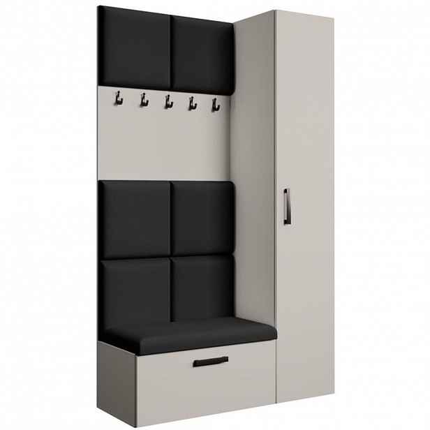 Beautysofa PŘEDSÍŇOVÁ sestava Margaret I+IV 121/203/43 s čalouněnými panely, kašmírová|černá