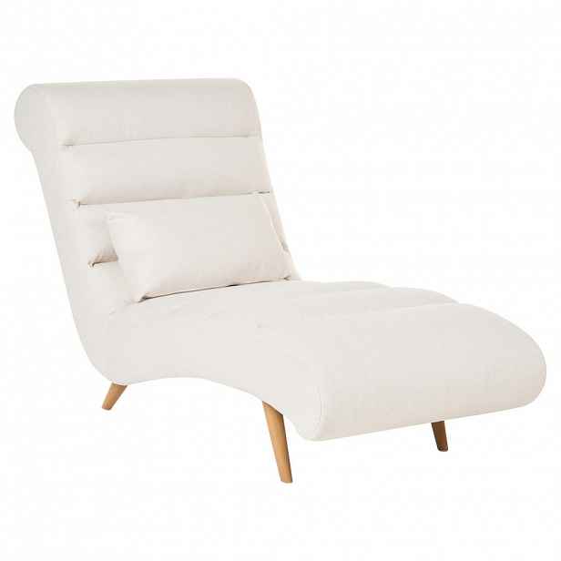 Beliani ČALOUNĚNÉ LEHÁTKO CHAISE LONGUE Látka Krémově bílé Rives