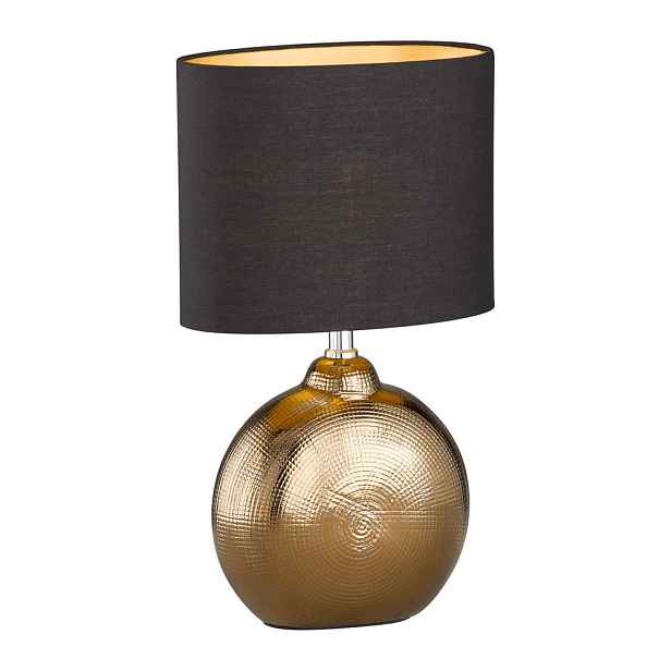 Keramická stolní lampa s textilním stínidlem v černo-bronzové barvě (výška 39 cm) Foro – Fischer & Honsel