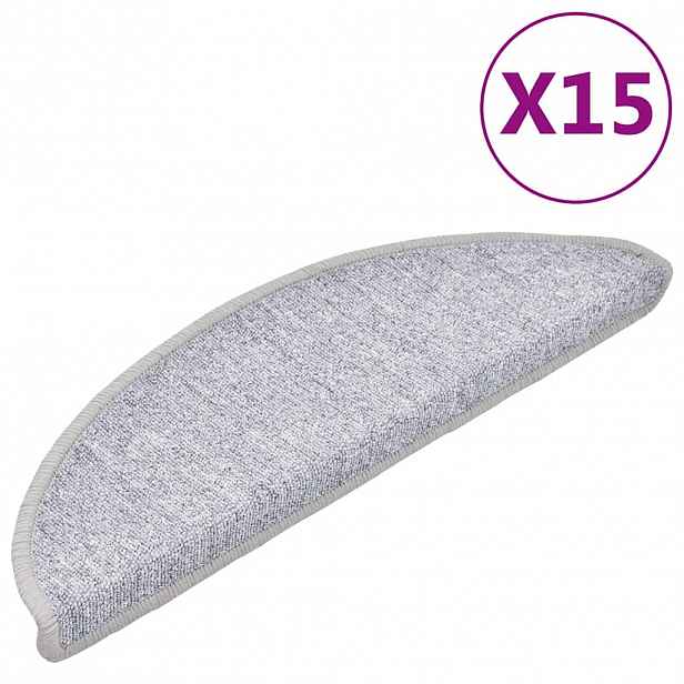 vidaXL Rohožky na schody 15 ks 56 x 17 x 3 cm Non-Slip Světle šedá