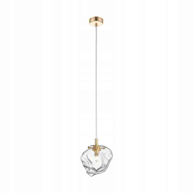 Závěsná lampa ze zlatého skleněného stínítka s kamenem glamour do ložnice Zuma Line
