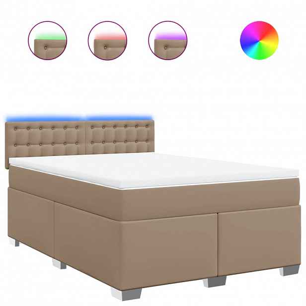 vidaXL Box spring postel s matrací cappuccino 140x190 cm umělá kůže