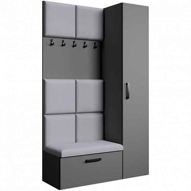Beautysofa PŘEDSÍŇOVÁ sestava Margaret I+IV 121/203/43 s čalouněnými panely, grafitová|černá