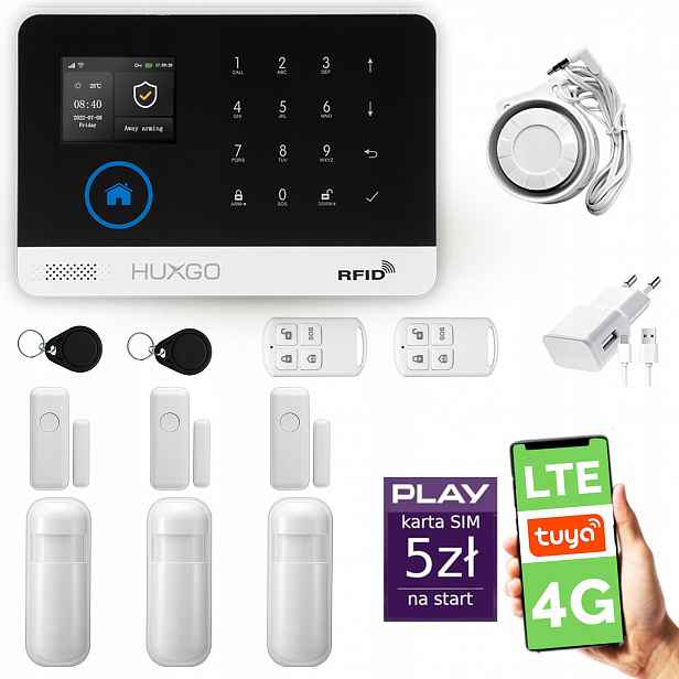 Bezdrátový alarm WiFi Gsm 4G, Tuya, sada alarmu Huxgo HXA003 R3D3
