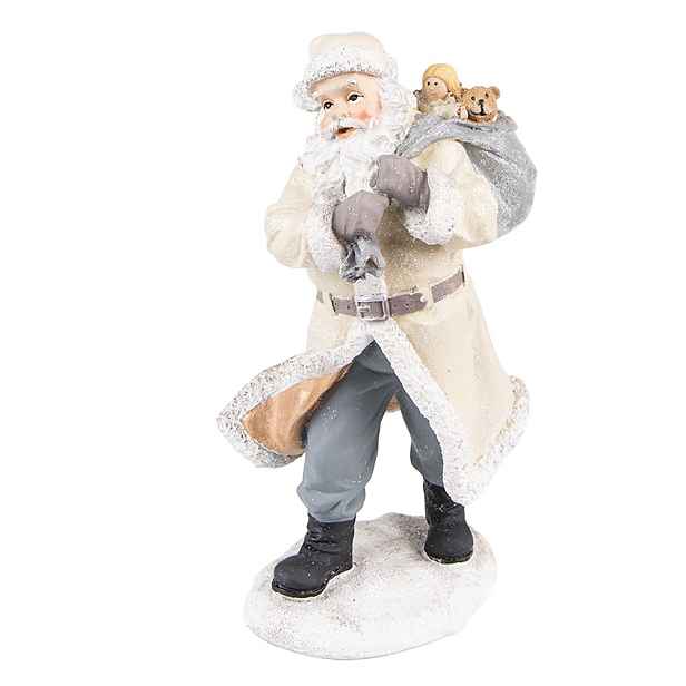 Béžová dekorace Santa s pytlem hraček - 11*9*21 cm Clayre & Eef