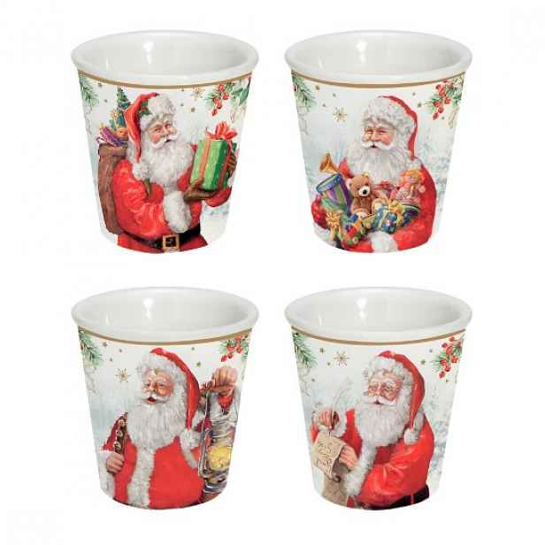 Sada 4 šálků na kávu, porcelán, 100 ml, "SANTA IS COMING" - značka Eas