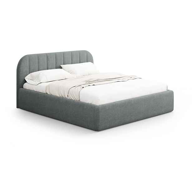 Tmavě šedá čalouněná dvoulůžková postel s úložným prostorem s roštem 160x200 cm Juno – Windsor & Co Sofas
