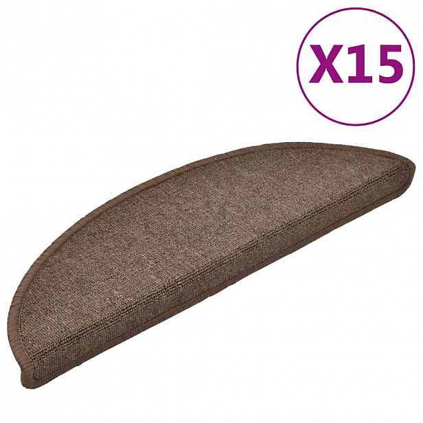 vidaXL Rohožky na schody 15 ks 56 x 17 x 3 cm Non-Slip Kávově hnědá