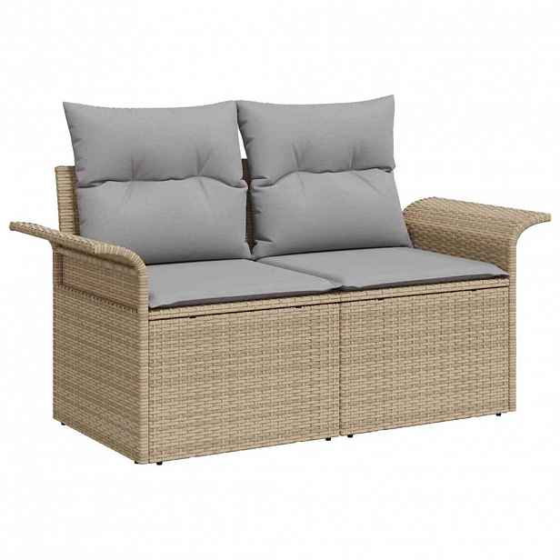 vidaXL Zahradní sofa s polštářem Béžová 141 x 62 x 69 cm polyratan
