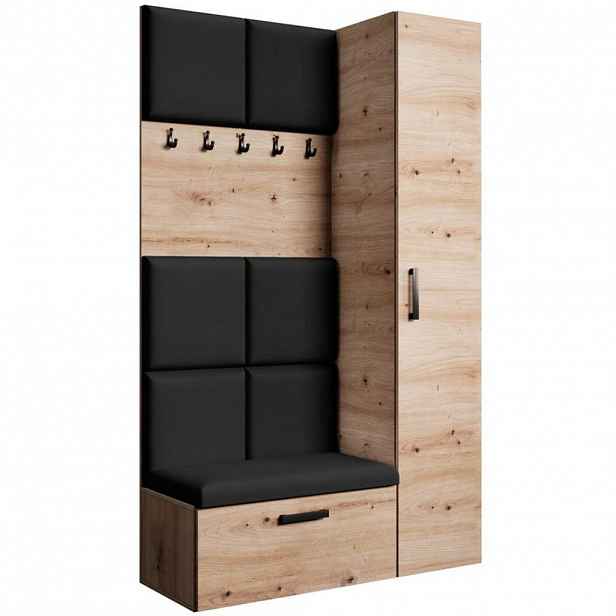Beautysofa PŘEDSÍŇOVÁ sestava Margaret I+IV 121/203/43 s čalouněnými panely, dub artisan|černá