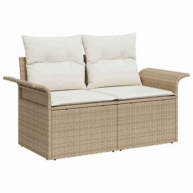 vidaXL Zahradní sofa s polštářem Béžová 141 x 62 x 69 cm polyratan