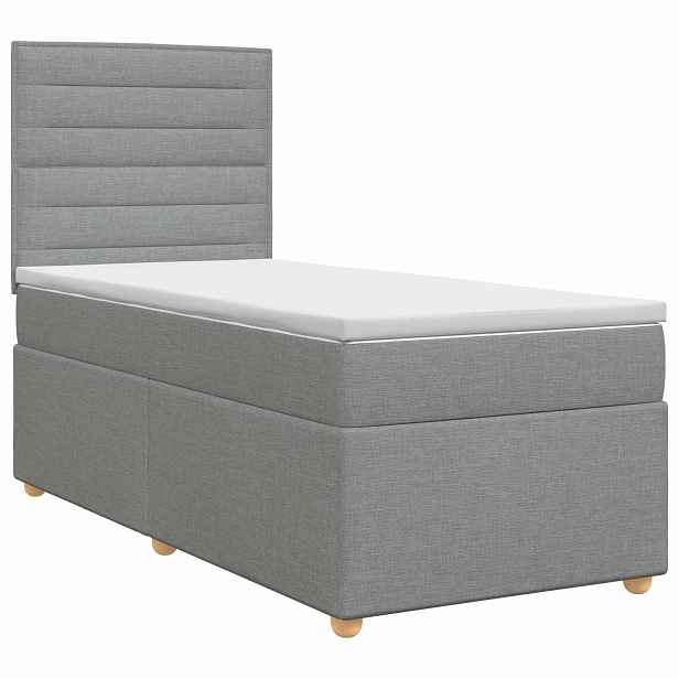 vidaXL Postel boxspring s matrací Světle šedá 90 x 200 cm Textil