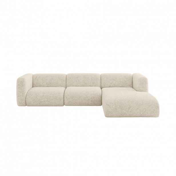 ALTDECOR ROHOVÁ SEDAČKA S PRAVOU OTOMANOU MIRA-L2 318x179x89 Krémová Velur