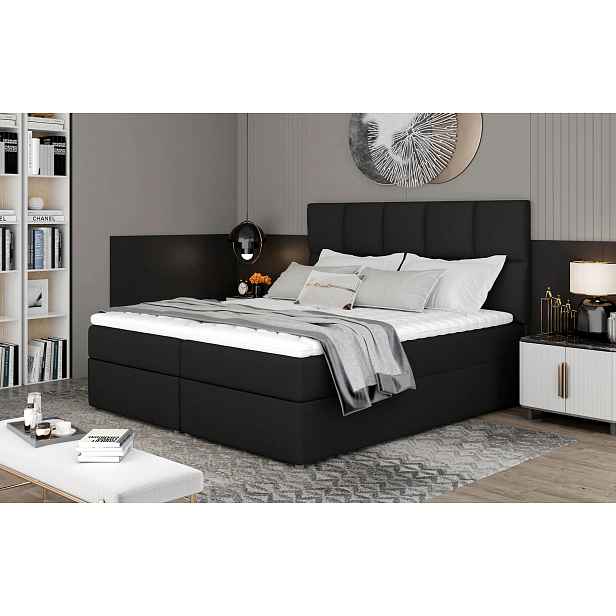 Boxspringová postel s úložným prostorem 160x200 FLARO - černá