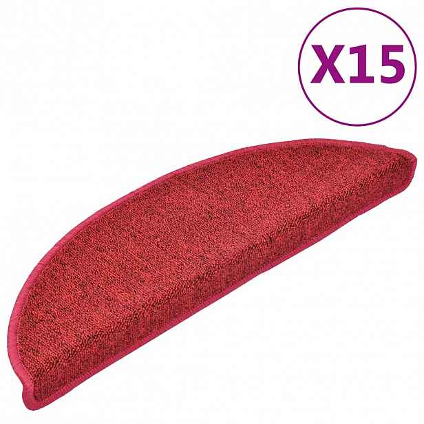 vidaXL Rohožky na schody 15 ks 56 x 17 x 3 cm Non-Slip Červená