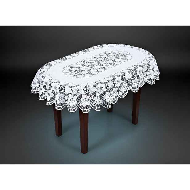 Žakárový ubrus ALICE oválný více rozměrů bílá MyBestHome Rozměr: 150x100 cm