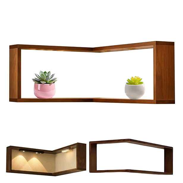 Závěsný rohový regál 90 stupňů dřevěný Hnědý 40x20x20 cm Dekorativní
