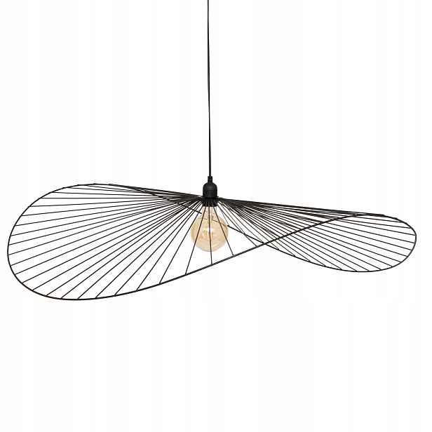 Závěsná Lampa Ø 98 CM Černá Nerezová Ocel Závit E27 Výška 105 CM