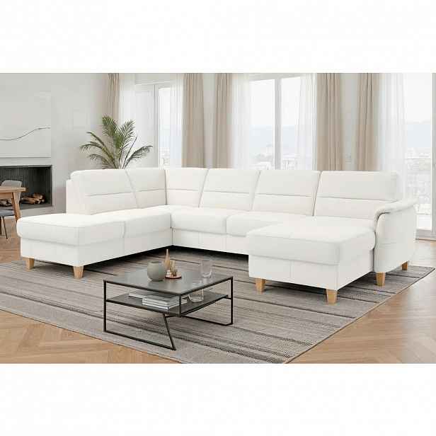 Sit & More SEDACÍ SOUPRAVA, textil, kůže, bílá