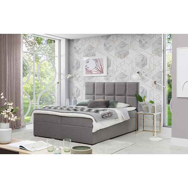 Boxspringová postel s úložným prostorem 160x200 FLARO - šedá