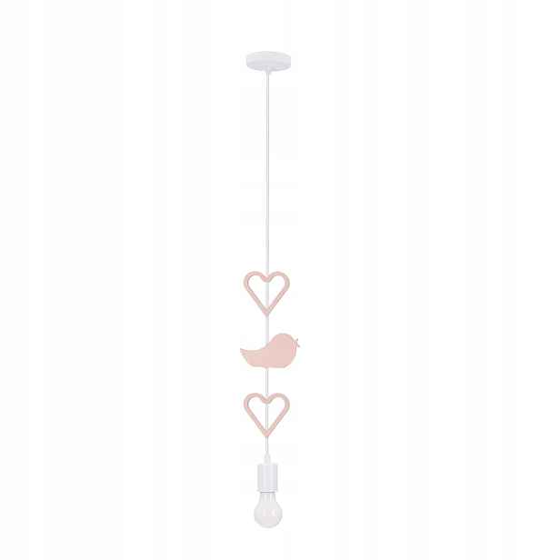 Candellux dětská závěsná lampa heart ptáček bílo-růžová 1xE27 20W