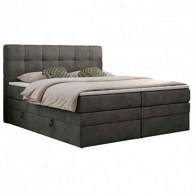 MKS POSTEL BOXSPRING LUKA KING 160/200 - Šedá Samet - H3