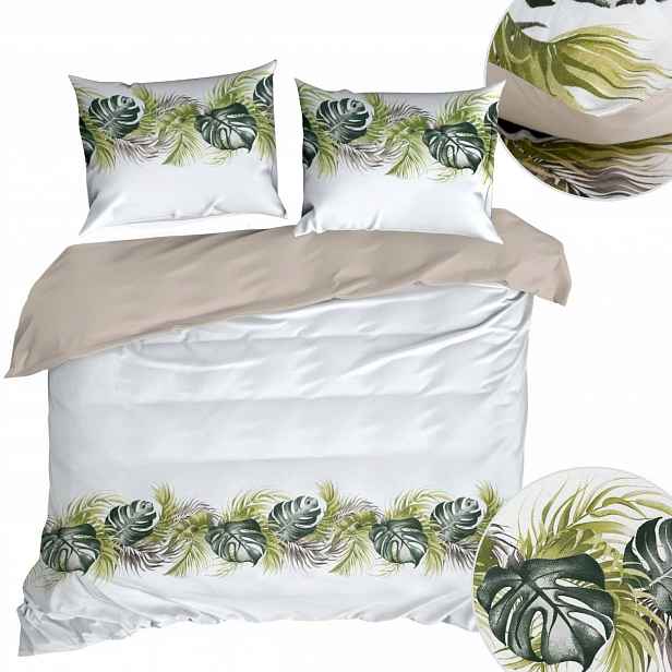 Povlečení 220 x 200 cm Bavlna 100% sada povlečení Tropická monstera měkká