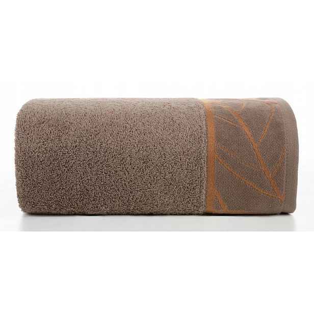 Ručník 70x140 hnědý, světlé listy 500 g/m2 froté