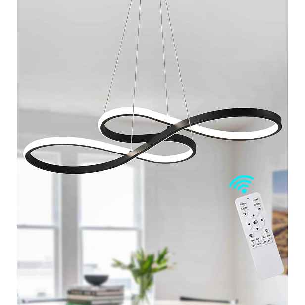 Stropní svítidlo černé lustr Led loft do kuchyně stmívatelné dálkové ovládání 52W