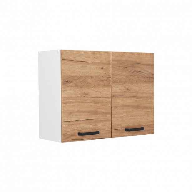 Vicco SKLENĚNÁ KUCHYŇSKÁ SKŘÍŇKA R-Line, Zlatý mocný dub/Bílá, 80 cm