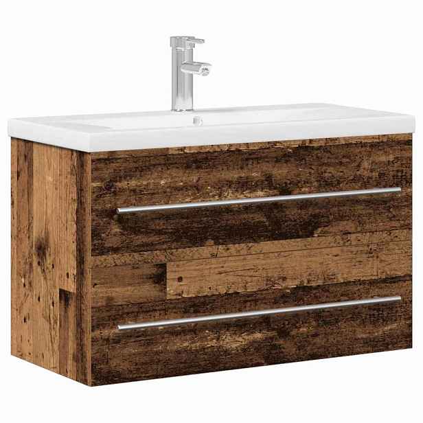 vidaXL Skříňka pod umyvadlo se zásuvkou Staré dřevo 80 x 38,5 x 48 cm