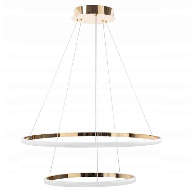 Závěsná Led lampa Zlatá Kulatá Dvojitá Kroužková Elegantní Do Obývacího pokoje
