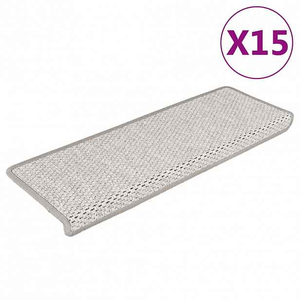 vidaXL Samolepicí nášlapy na schody sisal 15 ks 65 x 21 x 4 cm platina