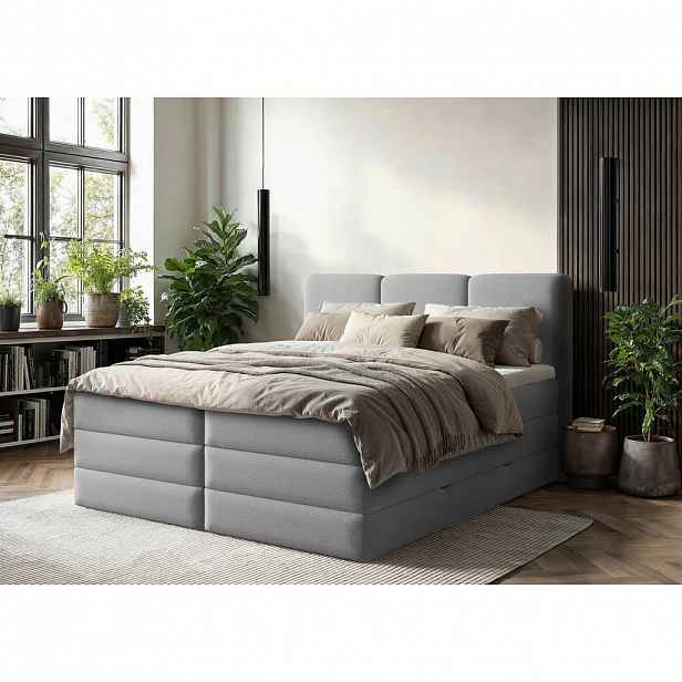 MID.YOU POSTEL BOXSPRING, 180/200 cm, šedá