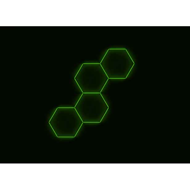 Kompletní Led hexagonové svítidlo zelené, rozměr 4 elementy 166 x 288 cm