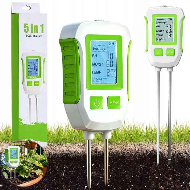 Kyseloměr Půdy Tester Substrátu Ph Zeminy 5V1 Měřič Teploty Vlhkosti