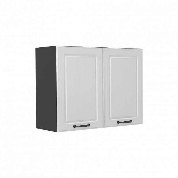 Vicco SKLENĚNÁ KUCHYŇSKÁ SKŘÍŇKA R-Line, Bílý venkovský dům/Antracit, 80 cm