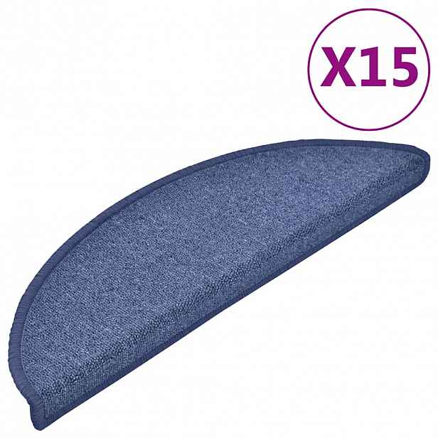 vidaXL Rohožky na schody 15 ks 56 x 17 x 3 cm Non-Slip Modrá