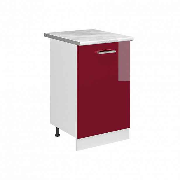 Vicco SPODNÍ SKŘÍŇKA KUCHYŇSKÉ LINKY R-Line, Červená vysoký lesk/Bílá, 50 cm pracovná doska Mramor
