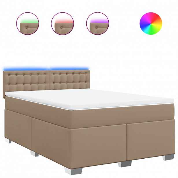 vidaXL Box spring postel s matrací cappuccino 140x200 cm umělá kůže